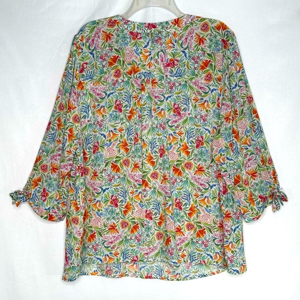 JNY Jones New York Floral Botanical Print Blouse Lightweight Spring Summer Sz 1X - Picture 2 of 8